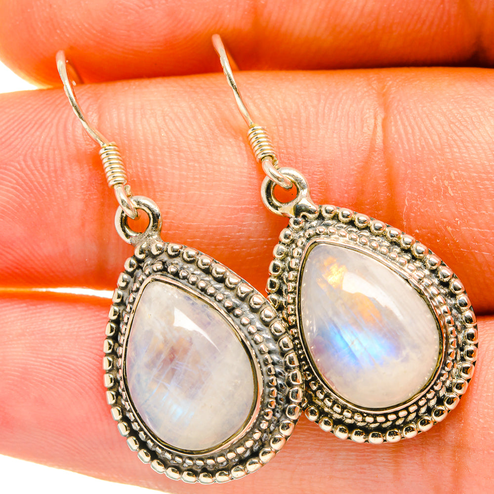 Rainbow Moonstone Earrings handcrafted by Ana Silver Co - EARR418072