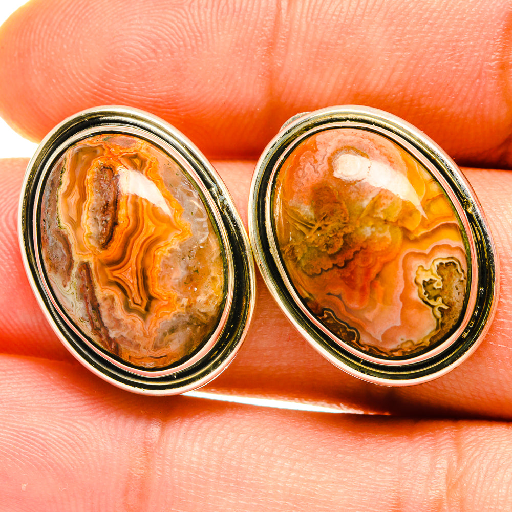Crazy Lace Agate Earrings handcrafted by Ana Silver Co - EARR418074
