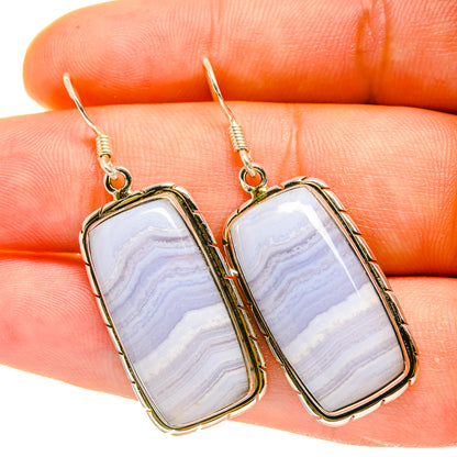 Blue Lace Agate Earrings handcrafted by Ana Silver Co - EARR418079