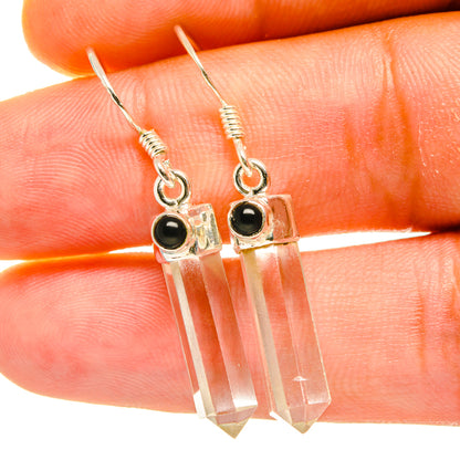 White Quartz, Black Onyx Earrings handcrafted by Ana Silver Co - EARR418081