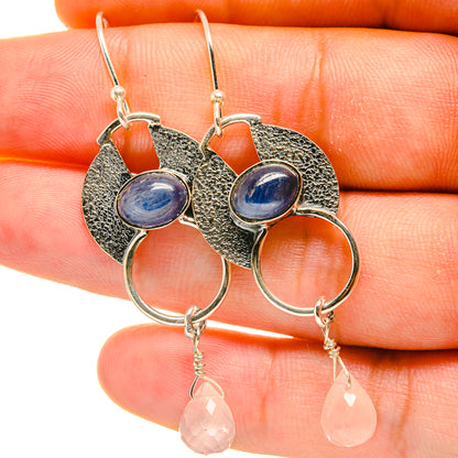 Kyanite, Rose Quartz Earrings handcrafted by Ana Silver Co - EARR418097