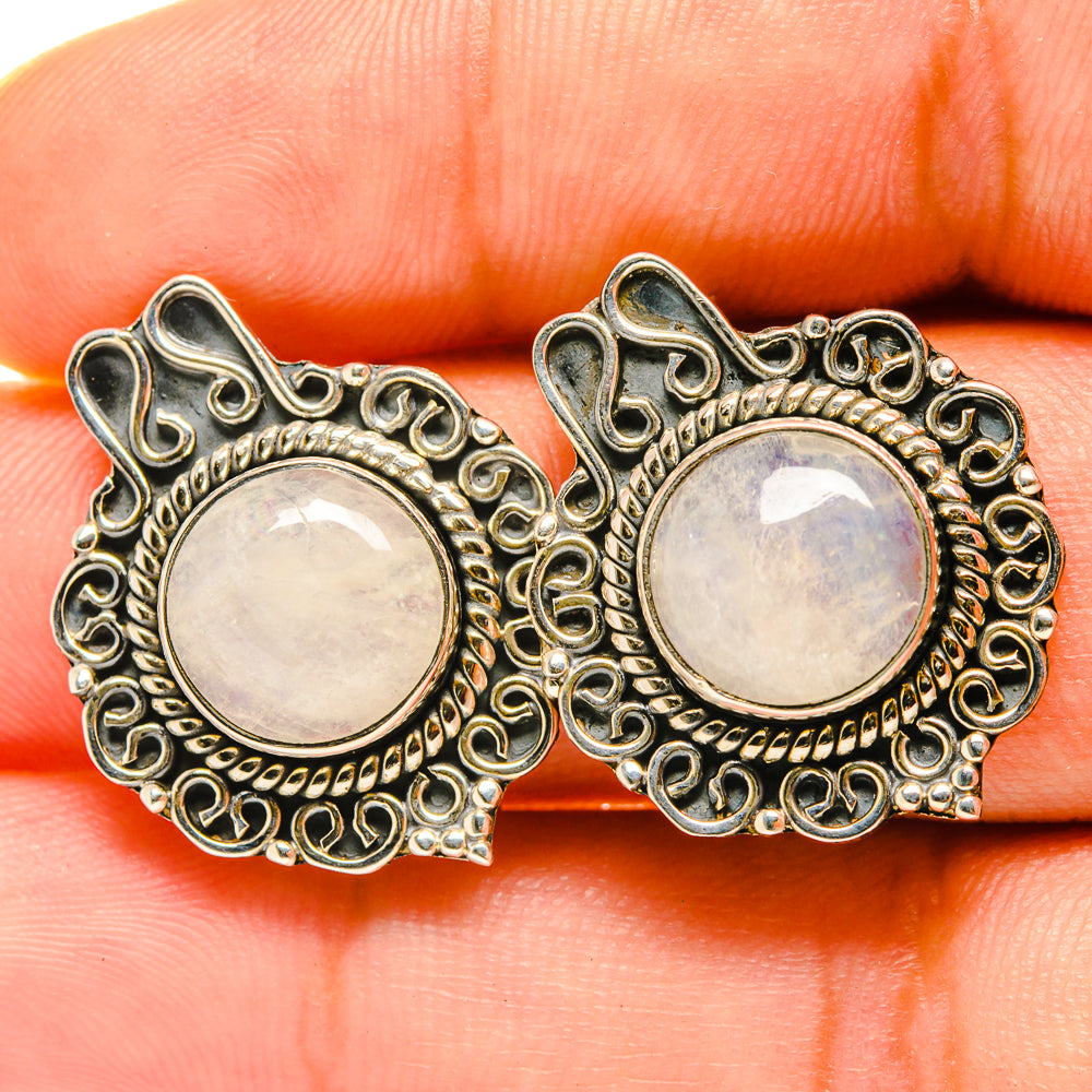 Rainbow Moonstone Earrings handcrafted by Ana Silver Co - EARR418100