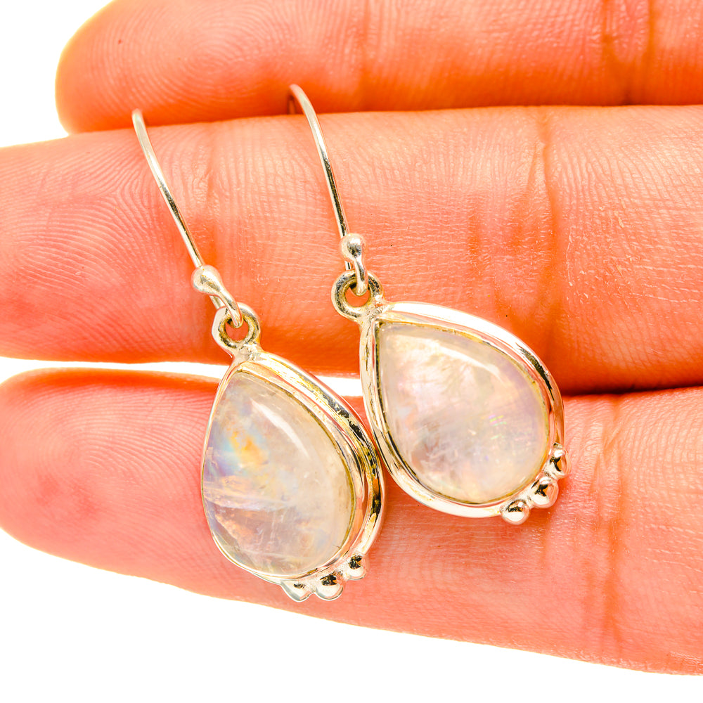 Rainbow Moonstone Earrings handcrafted by Ana Silver Co - EARR418103
