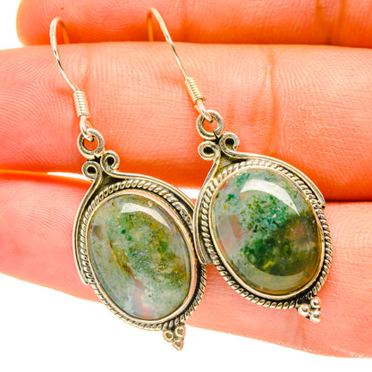 Green Moss Agate Earrings handcrafted by Ana Silver Co - EARR418109