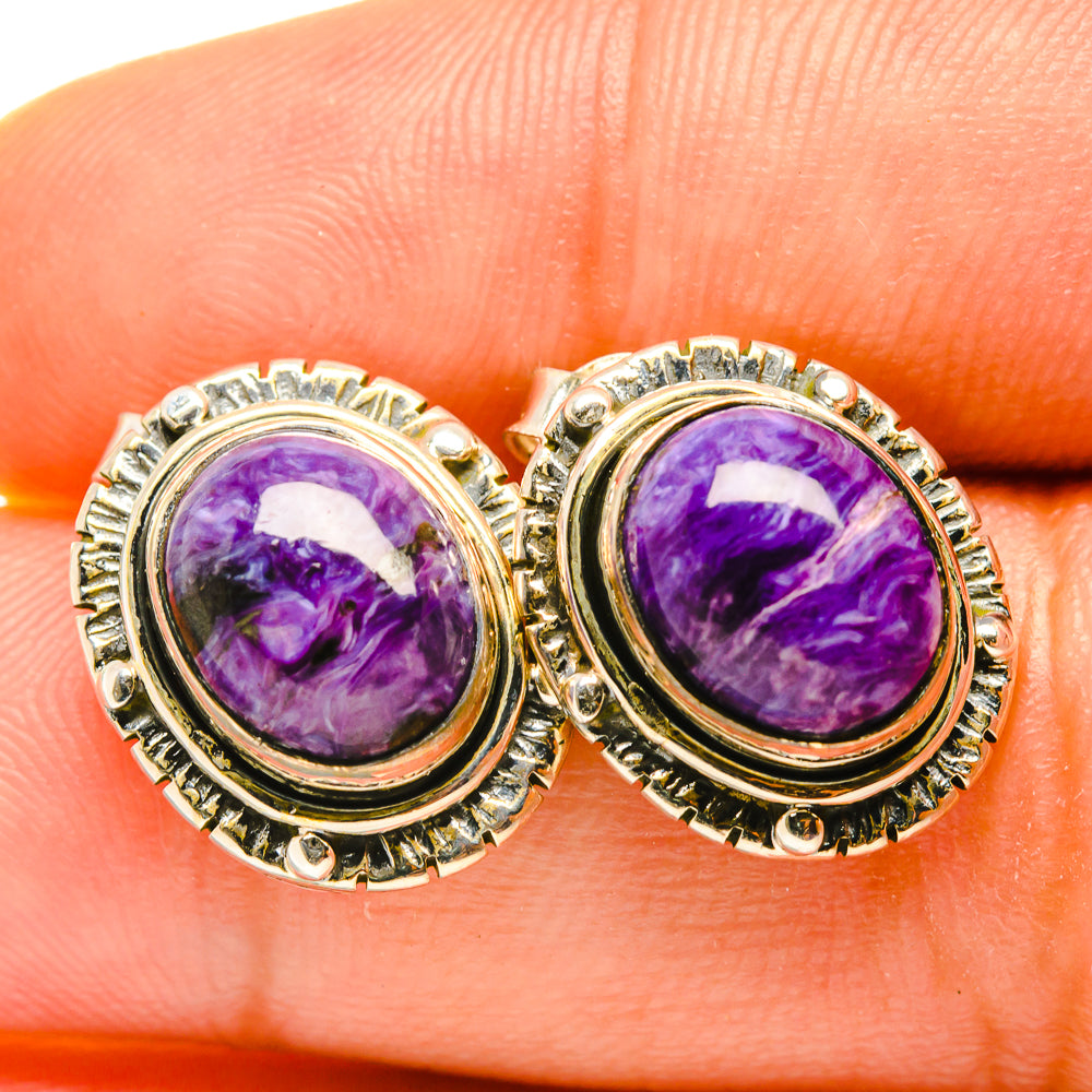 Charoite Earrings handcrafted by Ana Silver Co - EARR418111