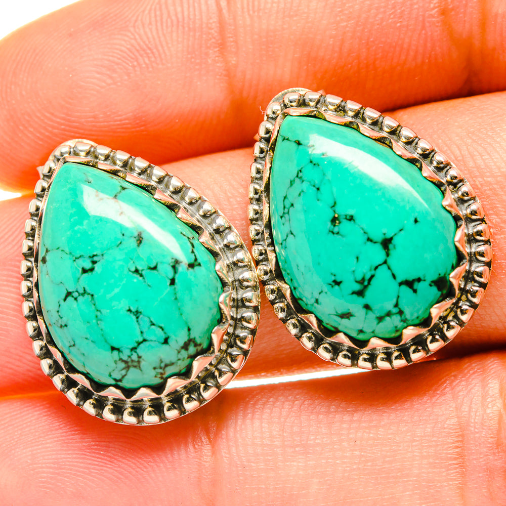 Tibetan Turquoise Earrings handcrafted by Ana Silver Co - EARR418117