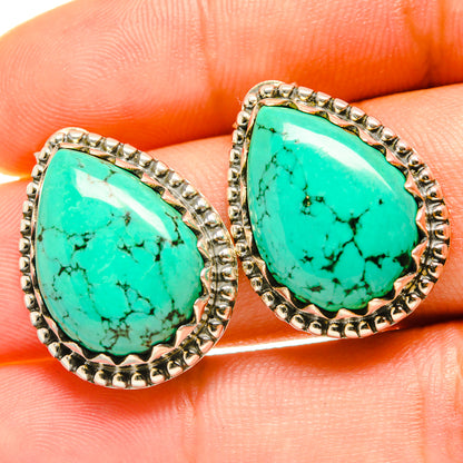 Tibetan Turquoise Earrings handcrafted by Ana Silver Co - EARR418117