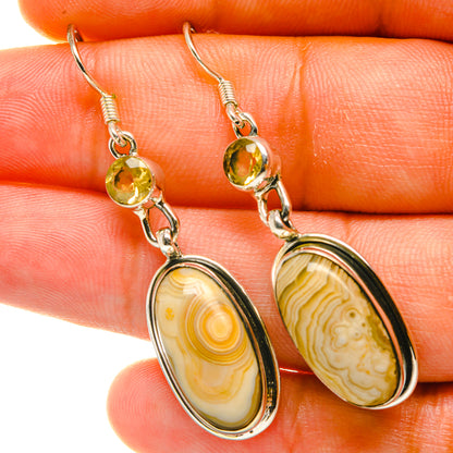 Laguna Lace Agate, Citrine Earrings handcrafted by Ana Silver Co - EARR418121
