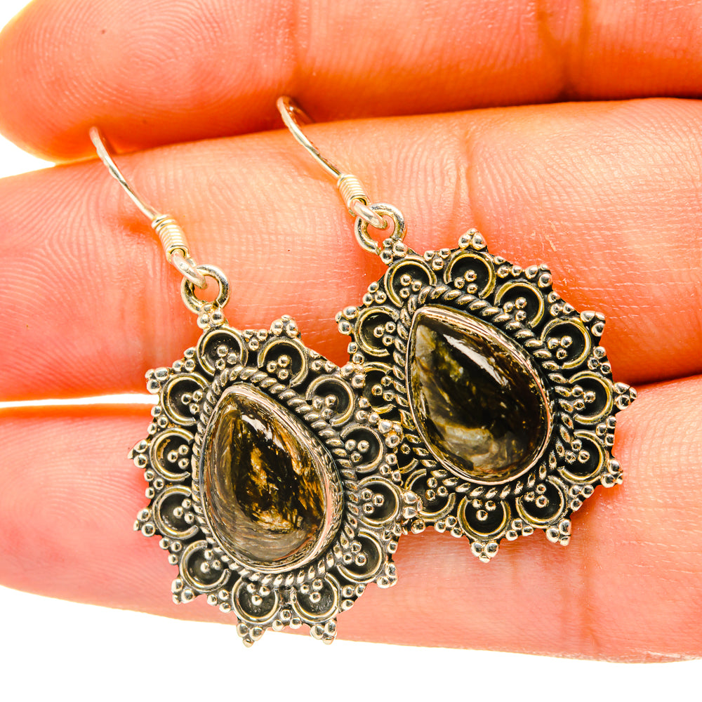 Golden Seraphinite Earrings handcrafted by Ana Silver Co - EARR418130