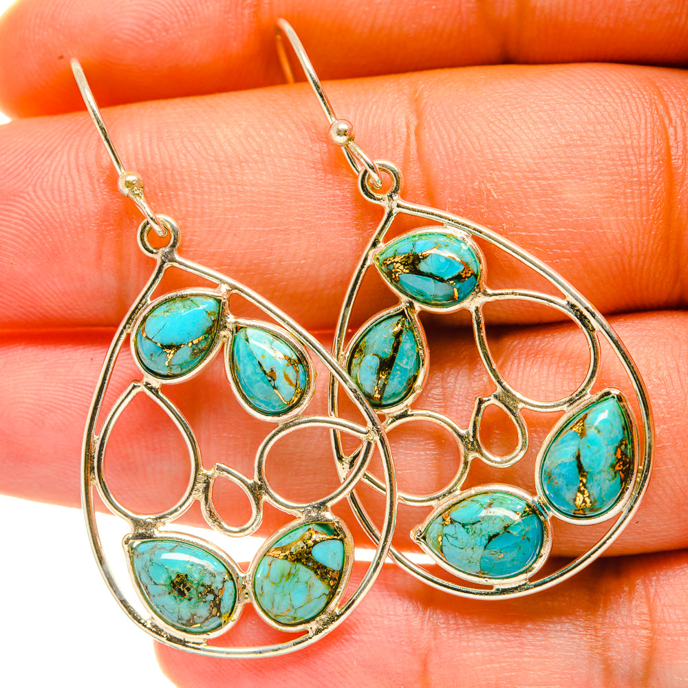 Blue Copper Composite Turquoise Earrings handcrafted by Ana Silver Co - EARR418131