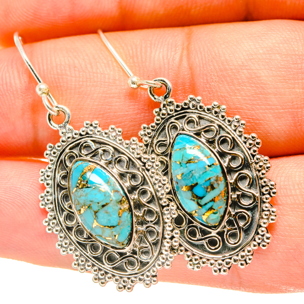 Blue Copper Composite Turquoise Earrings handcrafted by Ana Silver Co - EARR418137