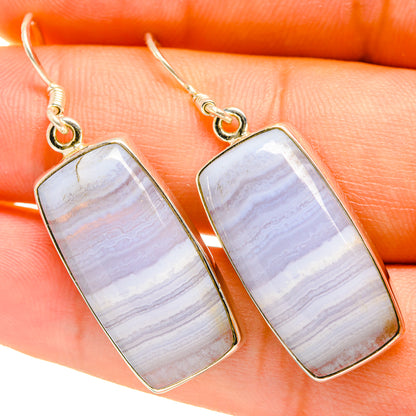 Blue Lace Agate Earrings handcrafted by Ana Silver Co - EARR418141