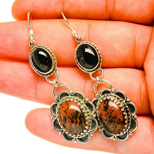 Mahogany Obsidian Earrings handcrafted by Ana Silver Co - EARR418208