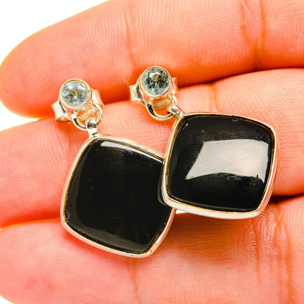 Black Onyx Earrings handcrafted by Ana Silver Co - EARR418211