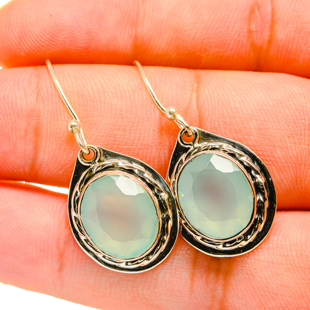 Aqua Chalcedony Earrings handcrafted by Ana Silver Co - EARR418214