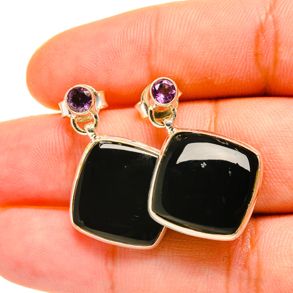 Black Onyx Earrings handcrafted by Ana Silver Co - EARR418215