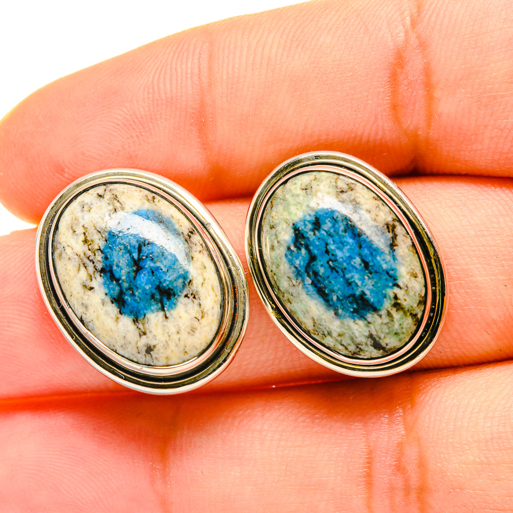 K2 Blue Azurite Earrings handcrafted by Ana Silver Co - EARR418223
