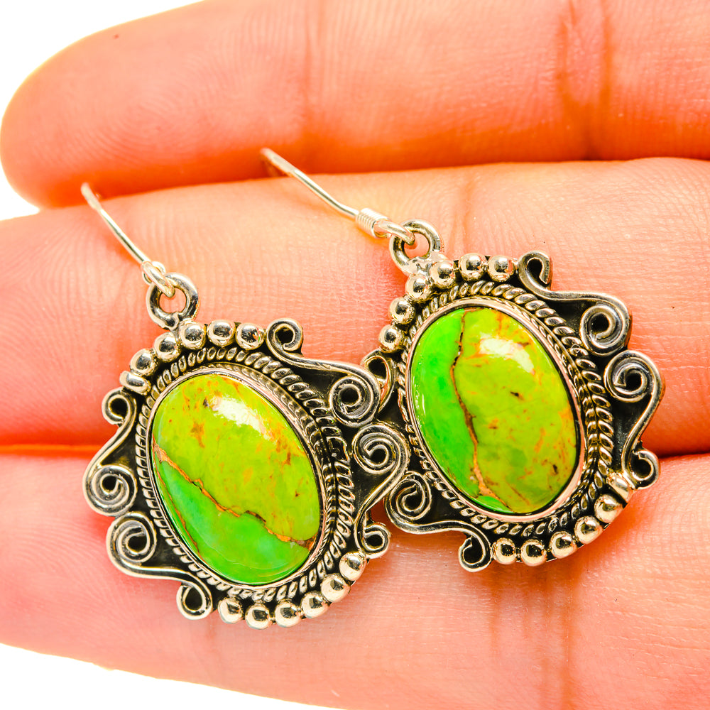 Green Copper Composite Turquoise Earrings handcrafted by Ana Silver Co - EARR418236