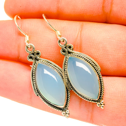Aqua Chalcedony Earrings handcrafted by Ana Silver Co - EARR418237