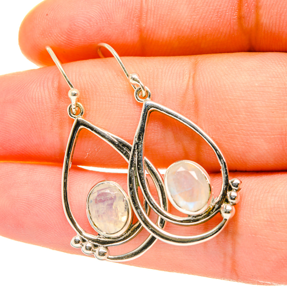 Rainbow Moonstone Earrings handcrafted by Ana Silver Co - EARR418238