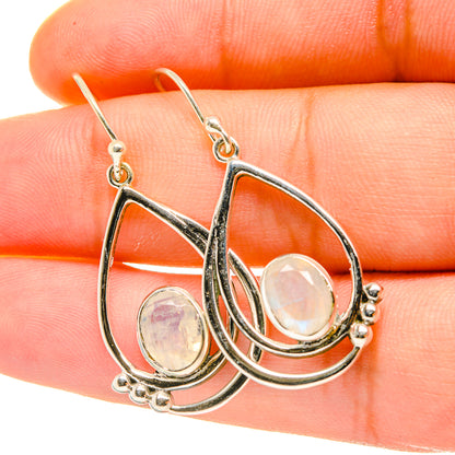 Rainbow Moonstone Earrings handcrafted by Ana Silver Co - EARR418238