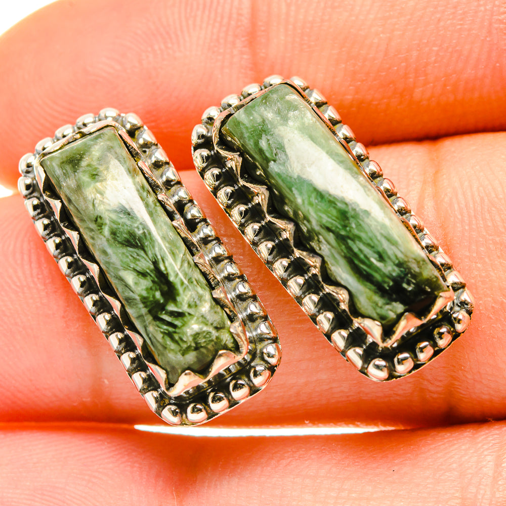 Seraphinite Earrings handcrafted by Ana Silver Co - EARR418248