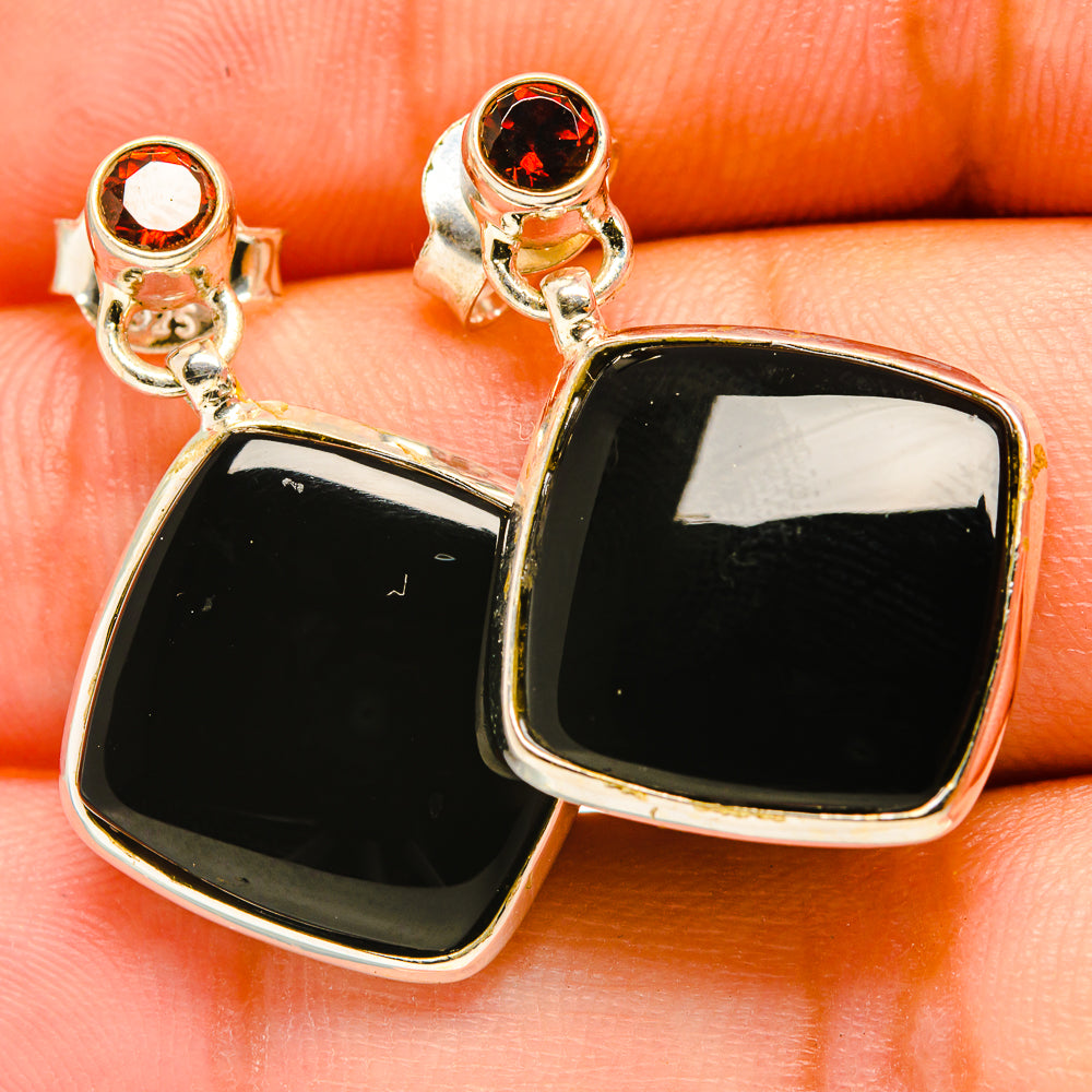 Black Onyx Earrings handcrafted by Ana Silver Co - EARR418260