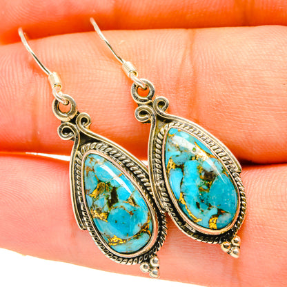 Blue Copper Composite Turquoise Earrings handcrafted by Ana Silver Co - EARR418263