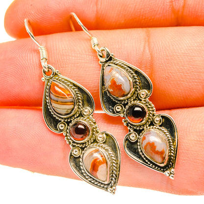 Crazy Lace Agate Earrings handcrafted by Ana Silver Co - EARR418268