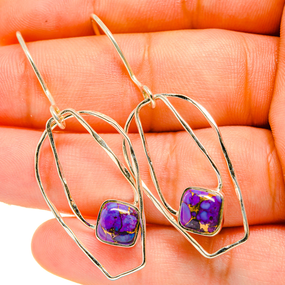 Blue Copper Composite Turquoise Earrings handcrafted by Ana Silver Co - EARR418270