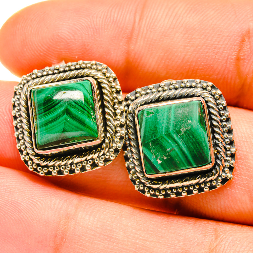 Malachite Earrings handcrafted by Ana Silver Co - EARR418274