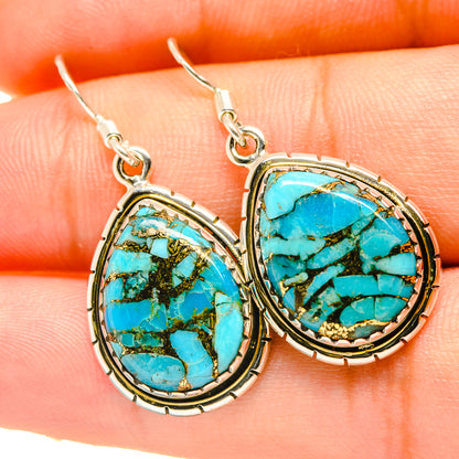 Blue Copper Composite Turquoise Earrings handcrafted by Ana Silver Co - EARR418277