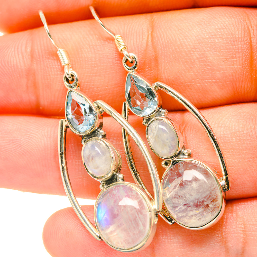 Rainbow Moonstone Earrings handcrafted by Ana Silver Co - EARR418280