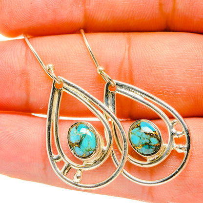 Blue Copper Composite Turquoise Earrings handcrafted by Ana Silver Co - EARR418286