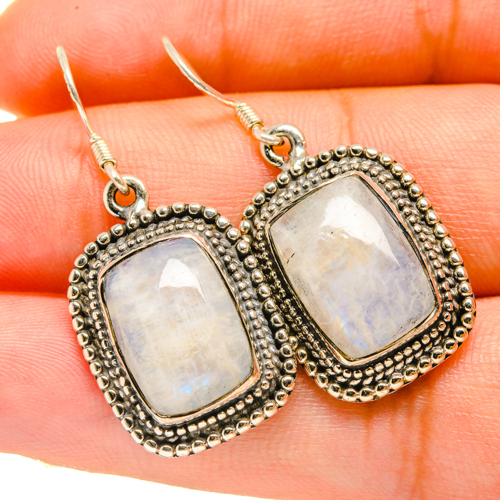 Rainbow Moonstone Earrings handcrafted by Ana Silver Co - EARR418292