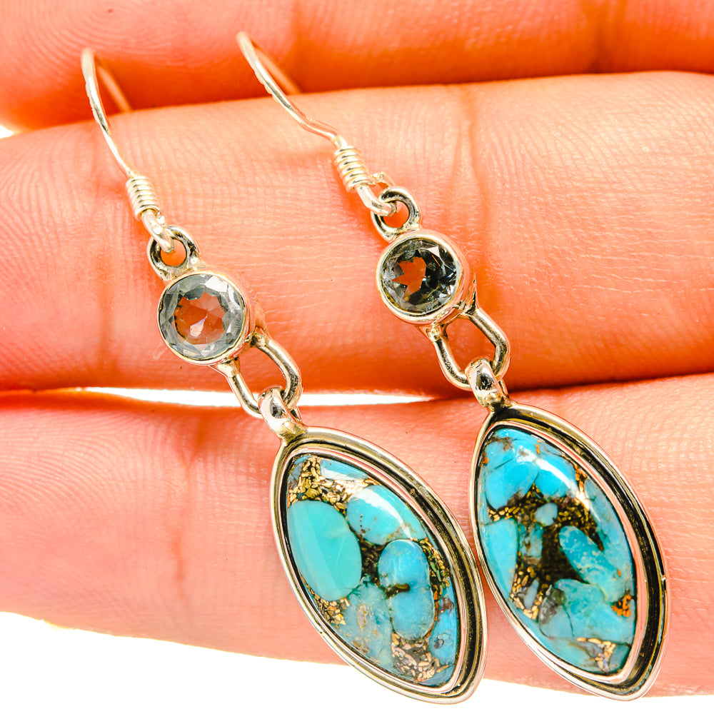 Blue Copper Composite Turquoise Earrings handcrafted by Ana Silver Co - EARR418293