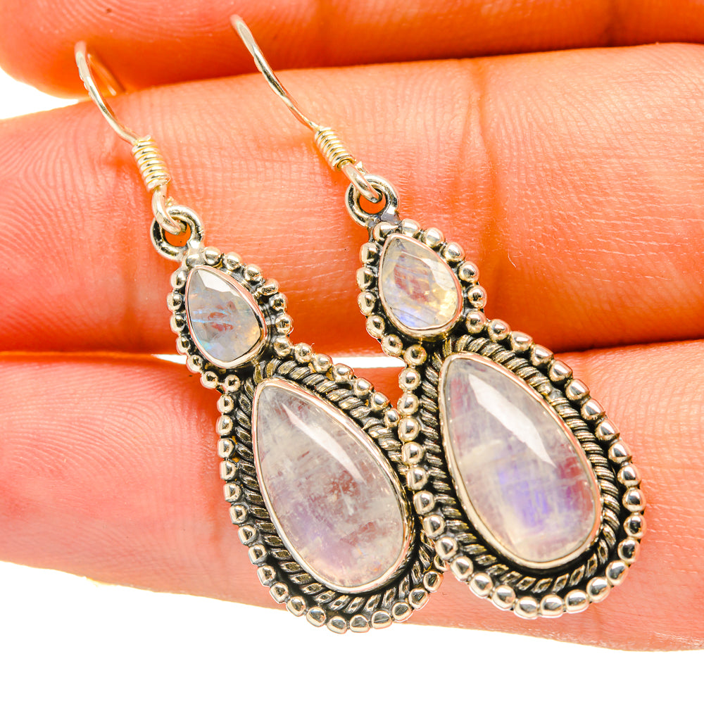Rainbow Moonstone Earrings handcrafted by Ana Silver Co - EARR418295