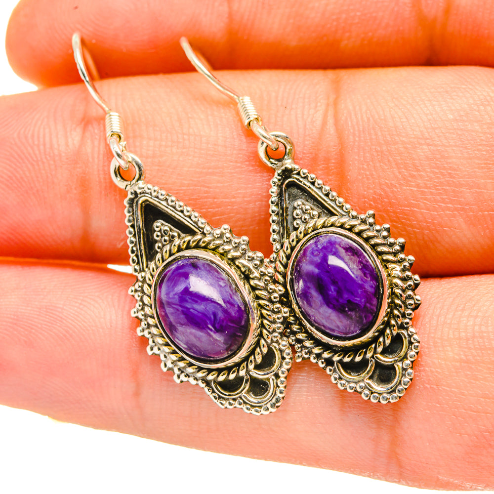 Charoite Earrings handcrafted by Ana Silver Co - EARR418297