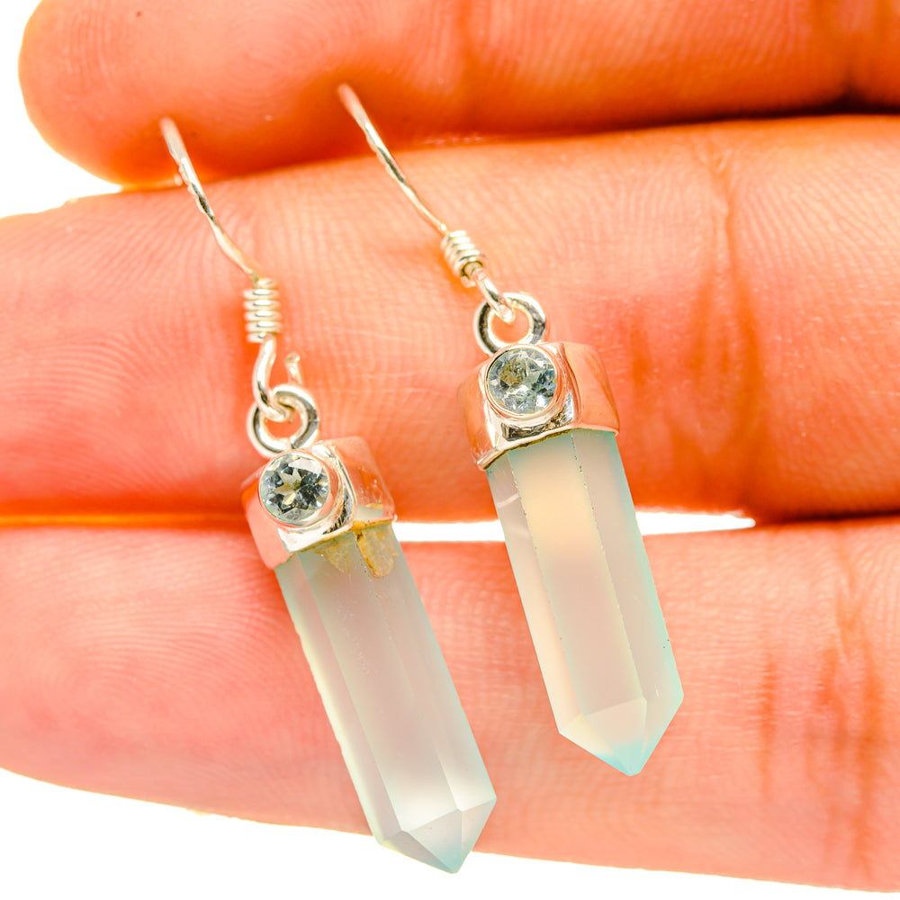 Aqua Chalcedony Earrings handcrafted by Ana Silver Co - EARR418308