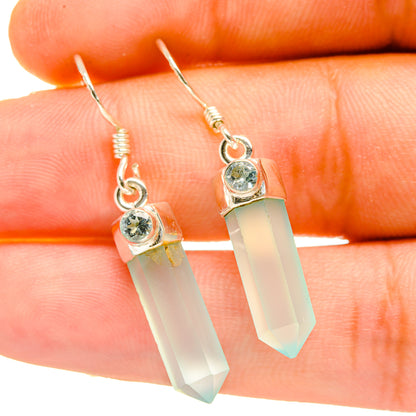 Aqua Chalcedony Earrings handcrafted by Ana Silver Co - EARR418308