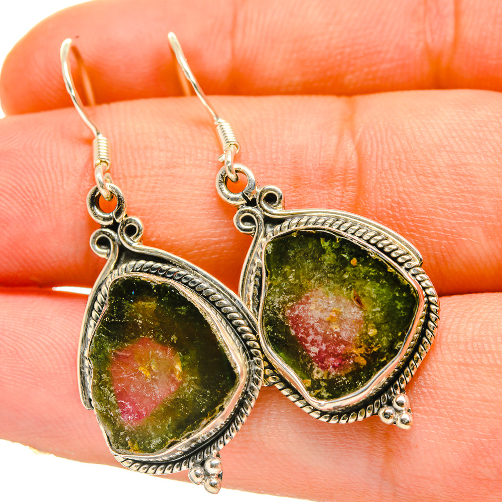Watermelon Tourmaline Earrings handcrafted by Ana Silver Co - EARR418318