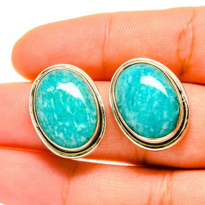 Amazonite Earrings handcrafted by Ana Silver Co - EARR418329