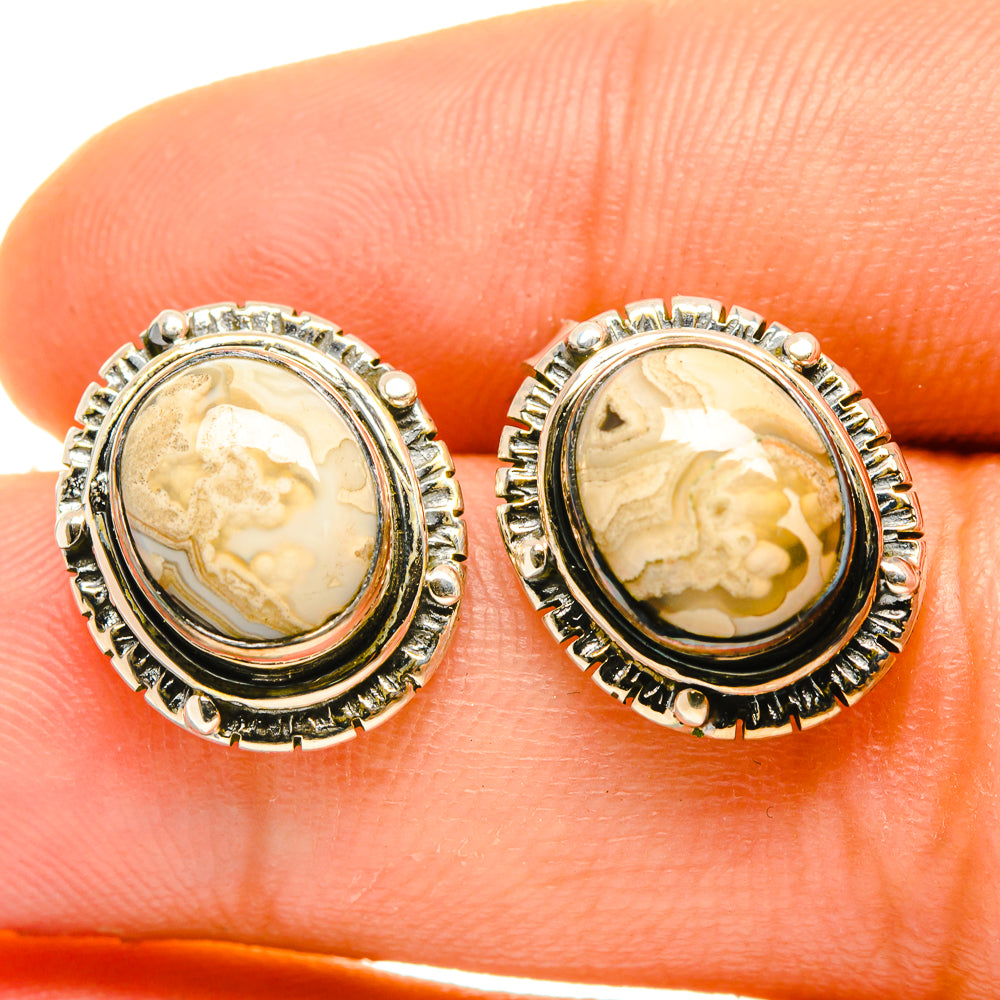 Laguna Lace Agate Earrings handcrafted by Ana Silver Co - EARR418332