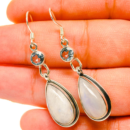 Rainbow Moonstone Earrings handcrafted by Ana Silver Co - EARR418333
