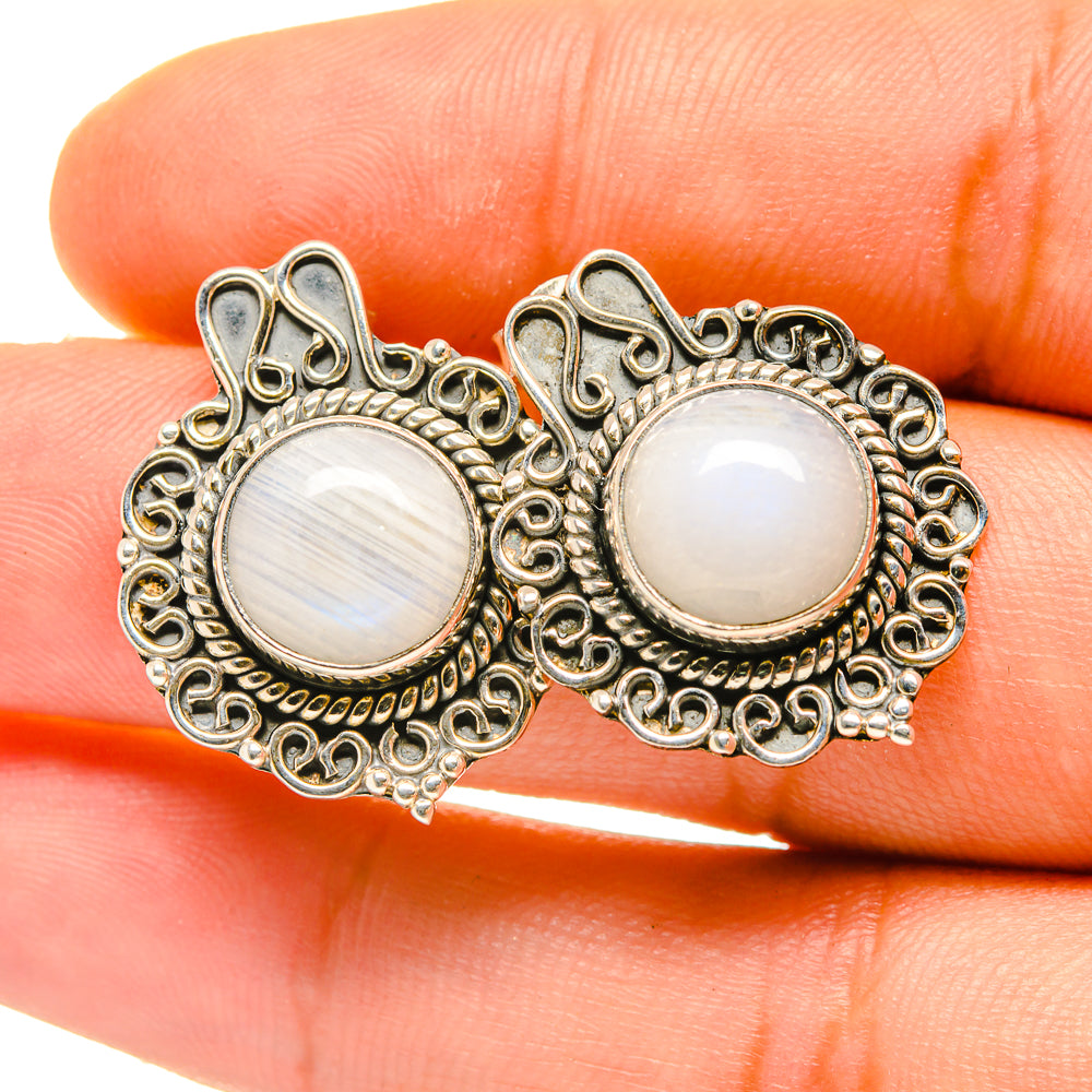 Rainbow Moonstone Earrings handcrafted by Ana Silver Co - EARR418338