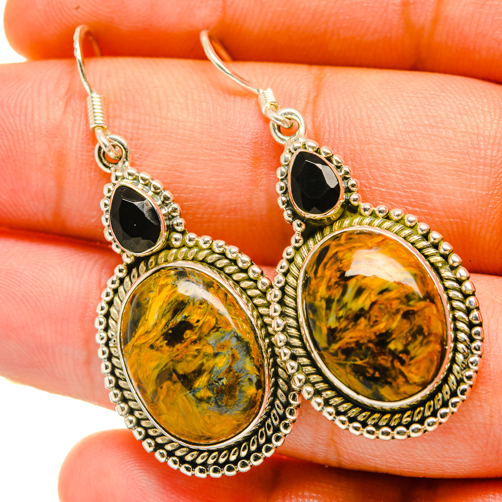 Golden Pietersite Earrings handcrafted by Ana Silver Co - EARR418339