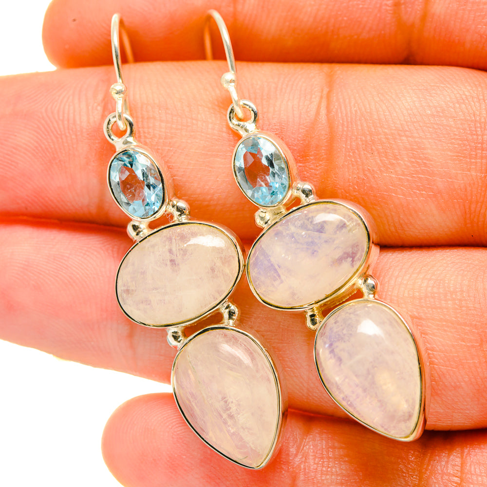 Rainbow Moonstone Earrings handcrafted by Ana Silver Co - EARR418341