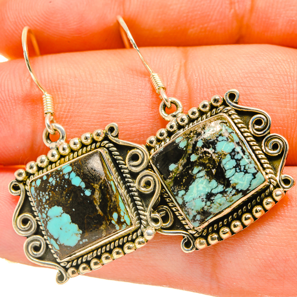 Tibetan Turquoise Earrings handcrafted by Ana Silver Co - EARR418345