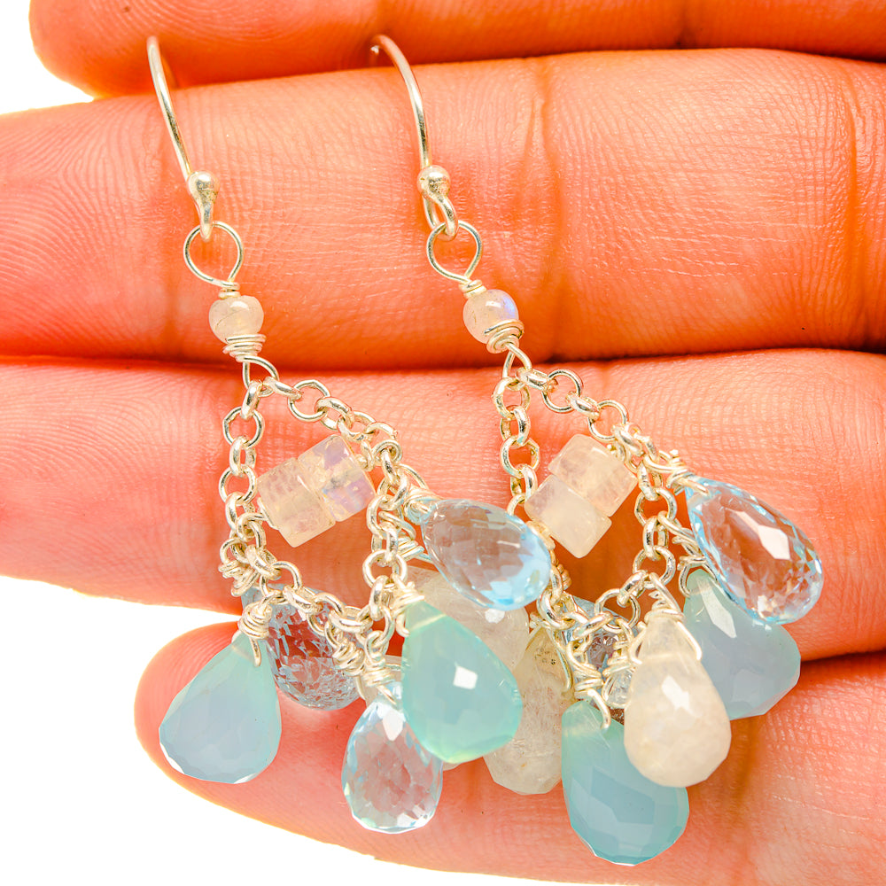 Aqua Chalcedony Earrings handcrafted by Ana Silver Co - EARR418356