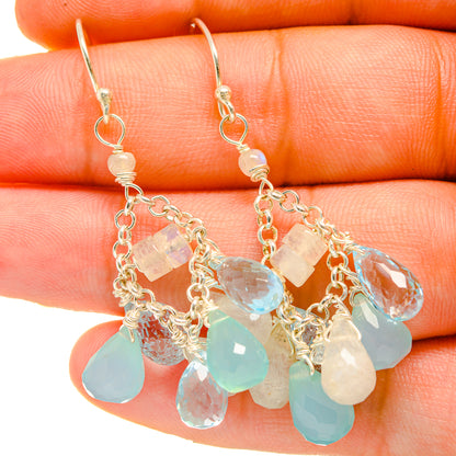 Aqua Chalcedony Earrings handcrafted by Ana Silver Co - EARR418356